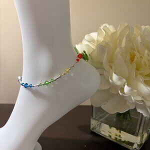 Colorful Rainbow Crystal Bracelet | Bicone Crystal Beads with Silver